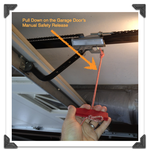 How to Release and Reset the Emergency Cord on a Garage Door - Pull Down On The Garage Door Manual Safety Release1